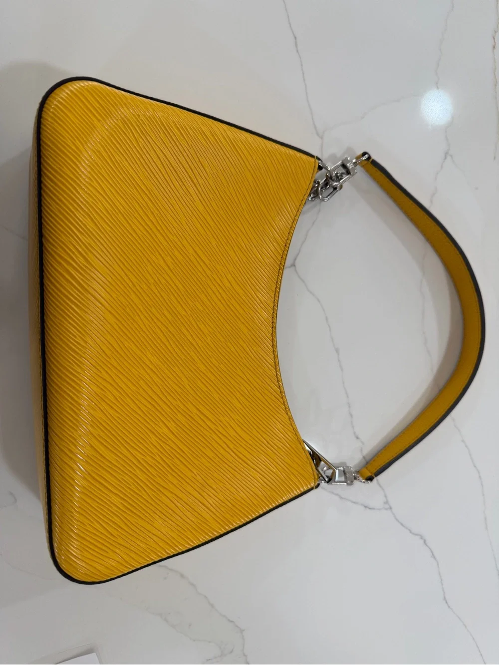 Louis Vuitton Yellow Epi Leather Shoulder Bag with Silver Hardware